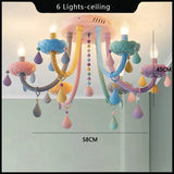 elvesmall European Children's Room LED Chandeliers Macaron Color Pendant Light Kids Room Boys Girls Bedroom Decor Ceiling Lamps Lustre