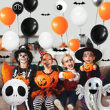 elvesmall 94 Piece Halloween Balloon Wreath Arch Set with Black and Orange Colorful Confetti Eyeball Balloons, Suitable for Halloween Part