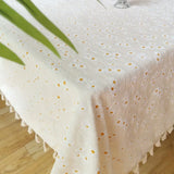 elvesmall  Cotton Blend Tablecloth Beige Floral Printed Washable Farmhouse Table Cover for Wedding Party Living Room Baby Shower Decoration