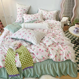 elvesmall  Korean Princess Style Summer Bedding Set Simple Quilt Set