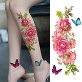 elvesmall Women's Fashion Flower Temporary Tattoos Sticker Fake Rose Feather TatooS Decal Waterproof Body Art Legs Arm Tatoos For Women