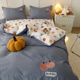 elvesmall Bedding Set Home Textiles Pure Cotton Washed Cotton Embroidered Bed Sheet Quilt Cover Pillowcase Four-Piece Set