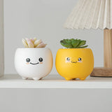 elvesmall  Ceramic Succulent Flower Pot, Cute Cartoon Ornaments, Green Plant, Simple Household Vase, Home Room Decoration