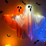 elvesmall Halloween Party LED Glow Ghost Home Indoor Outdoor Decoration Supplies 2024 Haunted House Bar Hanging Horror Props with Lights