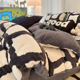 elvesmall  Winter Thickened Warm Flannel Queen Bedding Set Home Textile Cartoon Cute Duvet Cover Sheet Pillowcase 4pcs Luxury Bed Linen Set