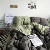elvesmall Ins Duvet Cover Set Green Nordic Twin Queen Size Girls Boys Flat Sheet Pillowcase No Filler Fashion Home Hotel Bed Linens