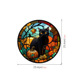 elvesmall Halloween PVC Static Glass Stickers Scary Castle Cat Glass Stickers Non Adhesive Removable Party Home Decorations