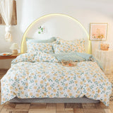 elvesmall 100% Cotton Bedding Set Duvet Cover Pillowcases Breathable Skin-friendly Freshing Floral Style 16 Sizes
