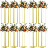 elvesmall  10 pcs Column Vases Gold Centerpieces for Table Metal Flower Stand Centerpieces for Tables Party Floral Stands for Flowers