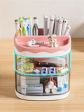 elvesmall Cute Pen Pencil Pot Holder Brush Storage Box Container Desk Organizer Multifunction Stationery Office Supplies Desk Hold Pens