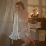 elvesmall  Sexy Women Nightwear Sets Fashion Nightwears For Ladies Bathrobe Gown Satin Lady Pajamas Night Dresses For Woman Free Shipping