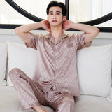 elvesmall  Brand Design Pajamas Men Summer Ice Silk Home Wear Set Male Thin Satin Sleep Clothing Night Suit Gentlemen Pyjamas Breathable