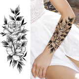 elvesmall Women's Fashion Flower Temporary Tattoos Sticker Fake Rose Feather TatooS Decal Waterproof Body Art Legs Arm Tatoos For Women