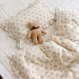 elvesmall Vintage Floral Muslin Cotton Baby Crib Bedding Set Children Bed Linen Duvet Cover Sheet Pillowcase Without Filler