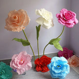 elvesmall 80CM Giant PE Foam Rose Simulation Flowers Branch Wedding Backdrop Decoration Peony Garden Wall Road Cited Stage Party Supply