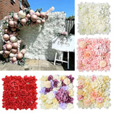 elvesmall Artificial Silk Flowers Wall Panels 3D Rose Flower Art Wall Backdrop DIY Wedding Party Bridal Shower Background Home Decoration