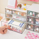 elvesmall Cute Desk Organizer Drawer With Sticker Kawaii Plastic Office Table Organizer Stationery Storage Box Container For Home School