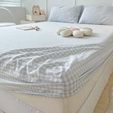 elvesmall Ins Fitted Sheet Soft Washed Cotton Mattress Cover With Elastic Non Slip Bed Cover Simple Bedding 90/120/150/200cm