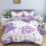 elvesmall Hedgehog Duvet Cover Set 3D Cartoon Hedgehog Flower 2/3PCS Bedding Set Kids Boys Girls Animal Queen Size Polyester Quilt Cover