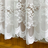 elvesmall 1PC White Lace Floral Short Curtain for Kitchen Window Sheer Drape Cabinet Dustproof Home Decoration #E