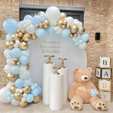 elvesmall Dusty Blue White Balloon Garland Kit Pastel Light Arch Wedding Birthday Party Baby Shower Baptism Christening Party Decorations