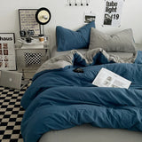 elvesmall INS Style Minimalist Solid Color Duvet Cover Soft Two Person Comfortable Bedding Set Luxurious Hotel Apartment Home Decoration