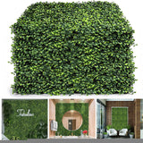 elvesmall 20PCS Artificial Flowers Boxwood Grass 25x25cm Backdrop Panels Topiary Hedge Plant Garden Backyard Fence Greenery Wall Decor