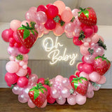 elvesmall  102pcs Strawberry Party Decoration Balloon Garland Kit for Girls 1st 2nd Birthday Party Supplies Strawberry Theme Decoration