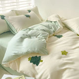 elvesmall Ins Embroidery  Bed Linen Twin Full Queen King Size  Bed Sheets Set  Adults Kids Floral Bed Flat Sheet Pillowcase Christmas Gift