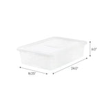 elvesmall 28 Qt. (7 gal.) Under Bed Plastic Storage Box, Clear, Set of 4