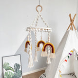 elvesmall  Baby Crib Mobile Rainbow Crib Mobile Wooden Mobile Boho Baby Mobile Bassinet Mobile for Baby Nursery and Ceiling Decorations
