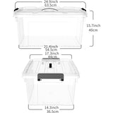 elvesmall 16Qt*4 Plastic Storage Bins, Lidded Tote Storage Box with Handle, 16.5"L x 11.8"W x 6.9"H, Stackable, Clear, 16Quart, 4 Pack