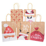 elvesmall 5Pcs Kraft Gift Bags with Handle Elk Snowflake Christmas Tree Merry Christmas Party Favors Packaging Bag Navidad New Year 2025