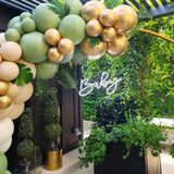 elvesmall  40PCS Sage Green Gold White Latex Confetti Balloons Baby Shower Birthday Wedding Party Decorations Globos