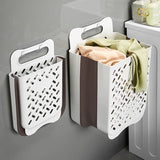 elvesmall Bathroom Folding Dirty Clothes Storage Basket Wall Mounted Hanging Portable Punch-Free Clothes Bucket Organizer Laundry Basket