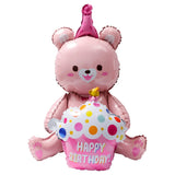 elvesmall  3D Birthday Cake Aluminum Film Balloon Three Layer Cake Standable Balloon Party Baby Shower Photo Props Scene Wedding Decoration