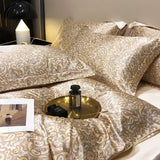 elvesmall Natural Mulberry Silky Blending Duvet Cover Set with Sheets High-end Satin Blending Silky Bedding Set Luxury Queen Bedding Sets