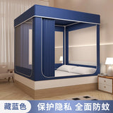 elvesmall Large Space Square Mosquito Net Blackout Privacy Bed Curtain Bed Tent 3 Doors Encrypted Mesh Anti-mosquito Bed Canopy with Frame