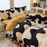 elvesmall Small fresh milk velvet four piece set double faced velvet thickened warm small lace flannel bedding set