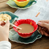 elvesmall  -  200ml Ceramic Coffee Cup Saucer Flower Type Mug Exquisite Afternoon Tea Latte Coffee Cup Home Breakfast Milk Mug Birthday Gifts