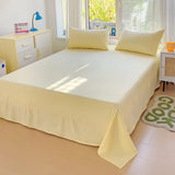 elvesmall High Quality INS Style Solid Color Bedding Set Washed Cotton Bed Linen Yellow Duvet Cover Flat Sheet Pillowcase Girls Bedclothes