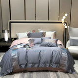 elvesmall -  High End 100s Long Staple Cotton Bedding Set Queen Embroidery 100% Cotton Duvet Cover Set with Bed Sheets Quilt Cover Pillowcase