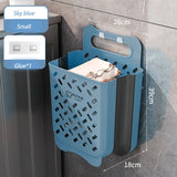 elvesmall Bathroom Folding Dirty Clothes Storage Basket Wall Mounted Hanging Portable Punch-Free Clothes Bucket Organizer Laundry Basket