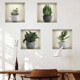 elvesmall Creative False Window Green Plant Potted Wallpaper Living Room Bedroom Decorative Wall Sticker Self-adhesive Wall Sticker 30cm