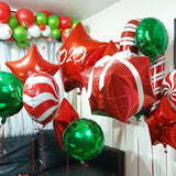 elvesmall 22inch Red Green Christmas Gift Boxes Foil Balloons Lollipop Canes Ball Xmas Decoration Party Favor Christmas Decoration Air Glo