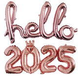 elvesmall 2025 Happy New Year Balloons Banner Rose Gold Number Letter Aluminum Foil Balloon Christmas New Year Eve Party Decor Balls Suppl