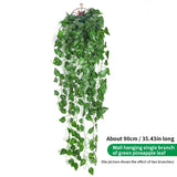 elvesmall 90CM Artificial Green Plant Hanging Ivy Leaf Seaweed Radish Artificial Flower Grapevine Home Garden Wall Fence Party Decoration