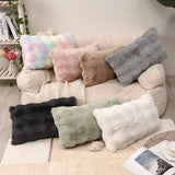 elvesmall Flush Pillow Covers Solid Color Living Room Decoration Cushion Cover Fur Sofa Pillowcase Moden Home Decor