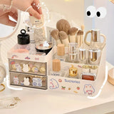 elvesmall Desktop Cosmetic Storage Box Organizer Drawer Office Storage Rack Stationery Desk Pen Holder Bunny Drawer Organizer Cute Kawaii
