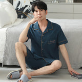 elvesmall  M-4XL Plus Size High Quality Men Pyjamas Summer Thin Short Sleeved Pure Cotton Sleepwear Set Teenagers Home Clothes Male Pajamas